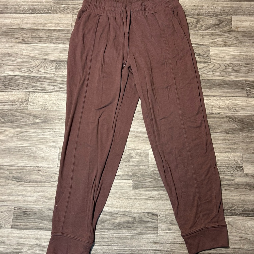 Purple Track Pants with Elastic Waistband and Tapered Legs